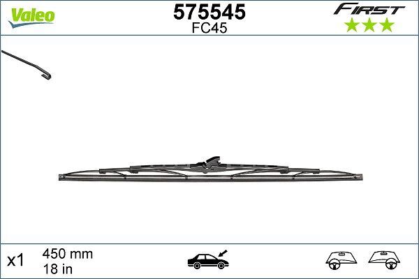 Valeo 575545 Wischblatt FüR Skoda Smart Ssangyong Passend FüR Subaru Suzuki-image
