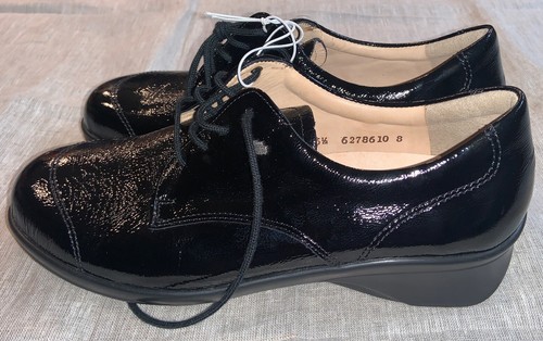 Finn Comfort donna UK 6.5 US 9 pelle verniciata nera oxford - Foto 4 di 8