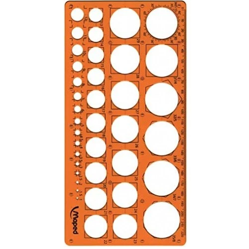 Maped - Kreis-Schablone TECHNIC, für Kreise Durchmesser 1-35 mm - orange