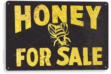 TIN SIGN Honey For Sale Tin Metal Sign Bees Kitchen Farm Decor B157