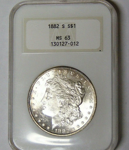 NGC MS63 1882-S Morgan Silver Dollar San Francisco Old Fatty Holder #130127-012