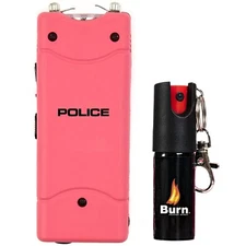 Stun Gun Pepper Spray Combo for Women Self Defense Police 801 Pink