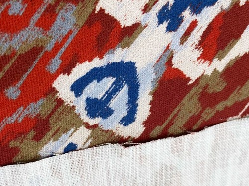 Woven Ikat Red Cotton Home Decor Upholstery Drapery Pillow Sewing Fabric BTY - Picture 7 of 7