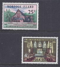 1966 NORFOLK ISLAND MELANESIAN MISSION SET OF 2 UNMOUNTED MINT MNH/MUH