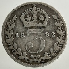 1892 Victoria Threepence Silver Coin | Collectable Grade