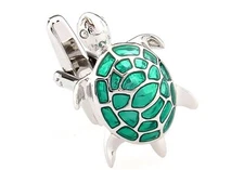 Turtle Tortoise Cufflinks Presentation Gift Box Polishing Cloth Sea Life