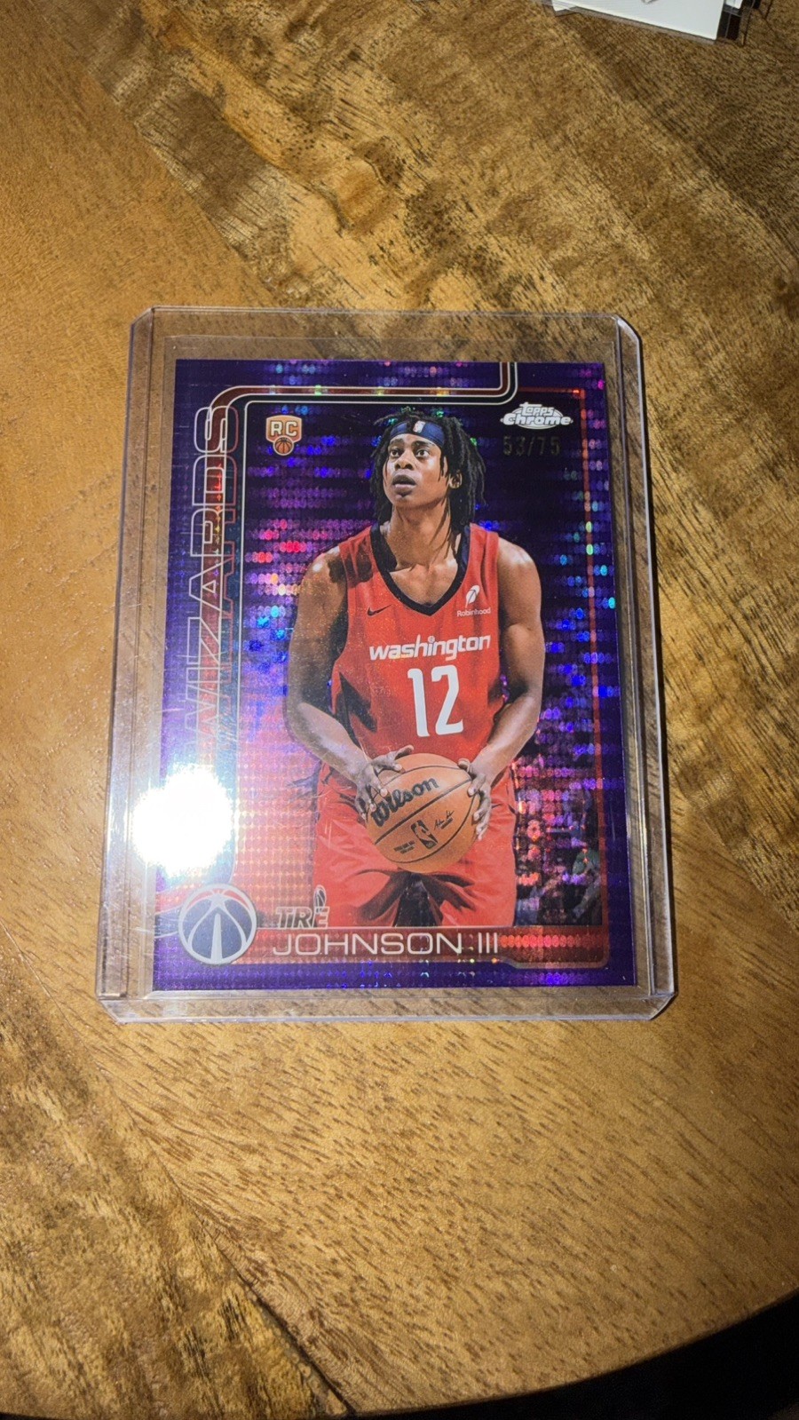 2025-26 Topps Chrome - Tre Johnson #256 Purple Pulsar Refractor 53/75 (RC)