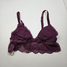 Victoria's Secret Women Bra Large Purple Bralette Wireless Lace Strap