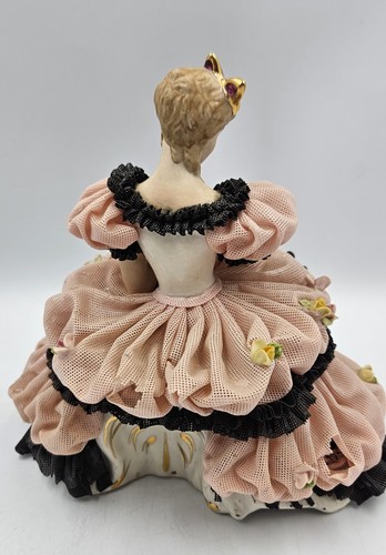 Vintage Dresden Porcelain Lace Ballerina Seated Figurine Germany READ - Picture 2 of 16