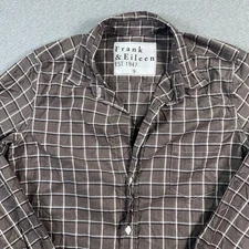 Frank & Eileen Shirt Women's Small Brown Plaid Button Down Pocket Long Sleeve