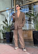 zara zw collection Oversized Blazer &Trousers Taupe Brown Size XL Co ord set 