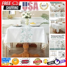 Stain-Resistant Floral Tablecloth with Tassel Edge, 120x55 Inch for Dining