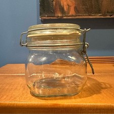 Vintage Clear Glass Hermetic Jar - Made in England - 500ml