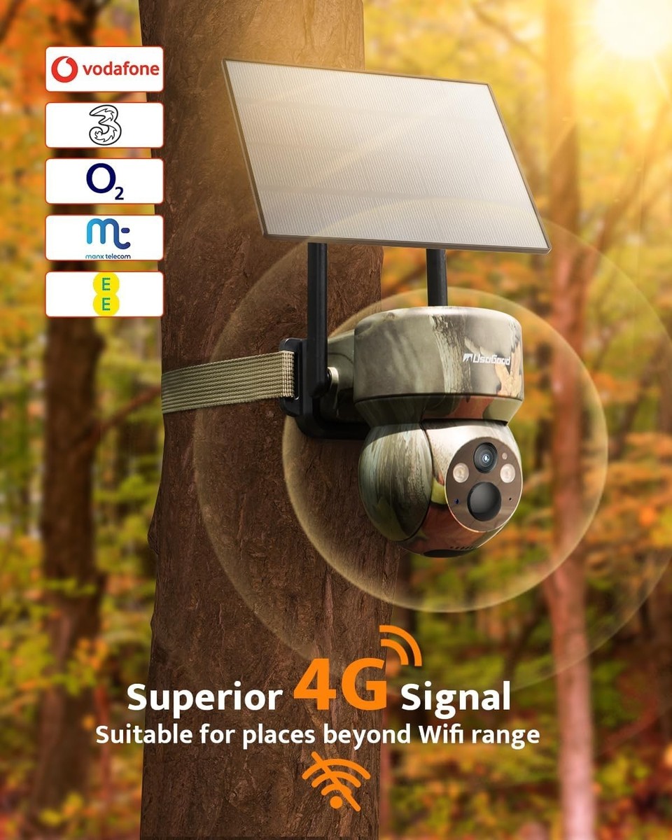 usogood 4G LTE Cellular Trail Camera Solar,2K Wildlife Camera with 360°  View UK