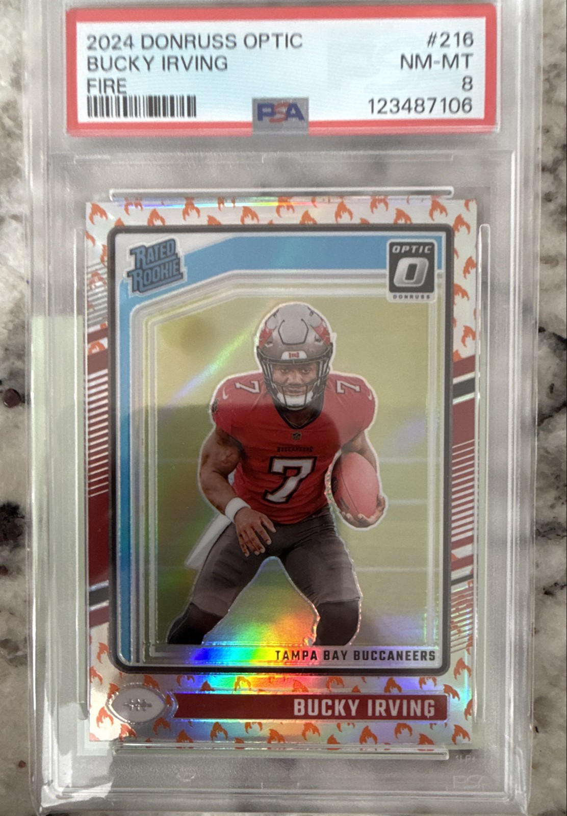 2024 Panini Donruss Optic - Rated Rookie Bucky Irving #216 Fire Prizm (RC)