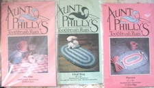 3 Aunt Philly's TOOTHBRUSH RUGS Mug rugs, Oval rug, Placemat rug PATTERNS uncut