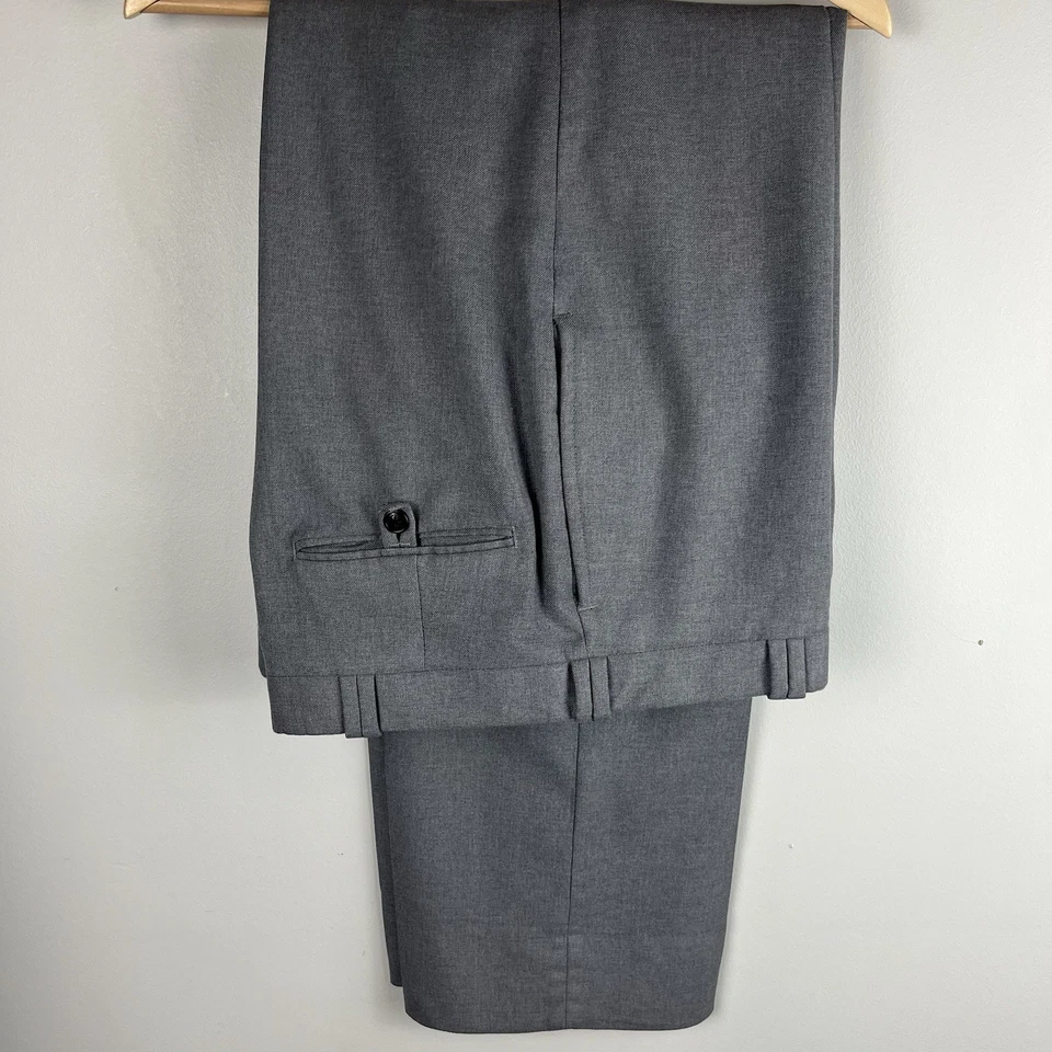 Custom Classic Holland Sherry 44S gray 100% wool 2pc suit 40 x 30 flat pants USA - Image 2 of 4