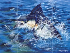 Ceramic Backsplash Tile Mural Fishing Kitchen/Bathroom/Shower - Fight For Life