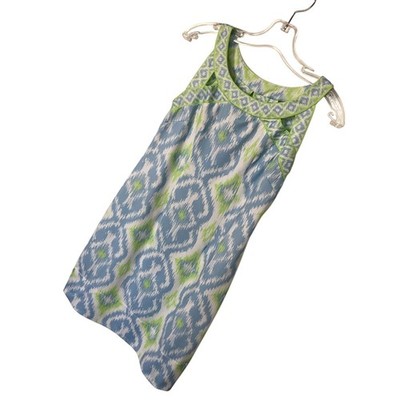 Gretchen Scott Women Isosceles Dress Kitt Ikat Periwinkle Summer Blue Lime Small