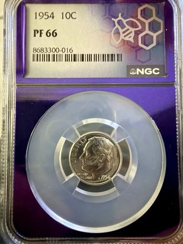 1954 Roosevelt Silver Dime 10C NGC PF66 - Trader Bea Purple Core