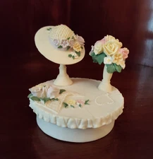 CANDLE CORKS CANDLE JAR TOPPER WITH HAT & BOUQUET OF FLOWERS- IOB