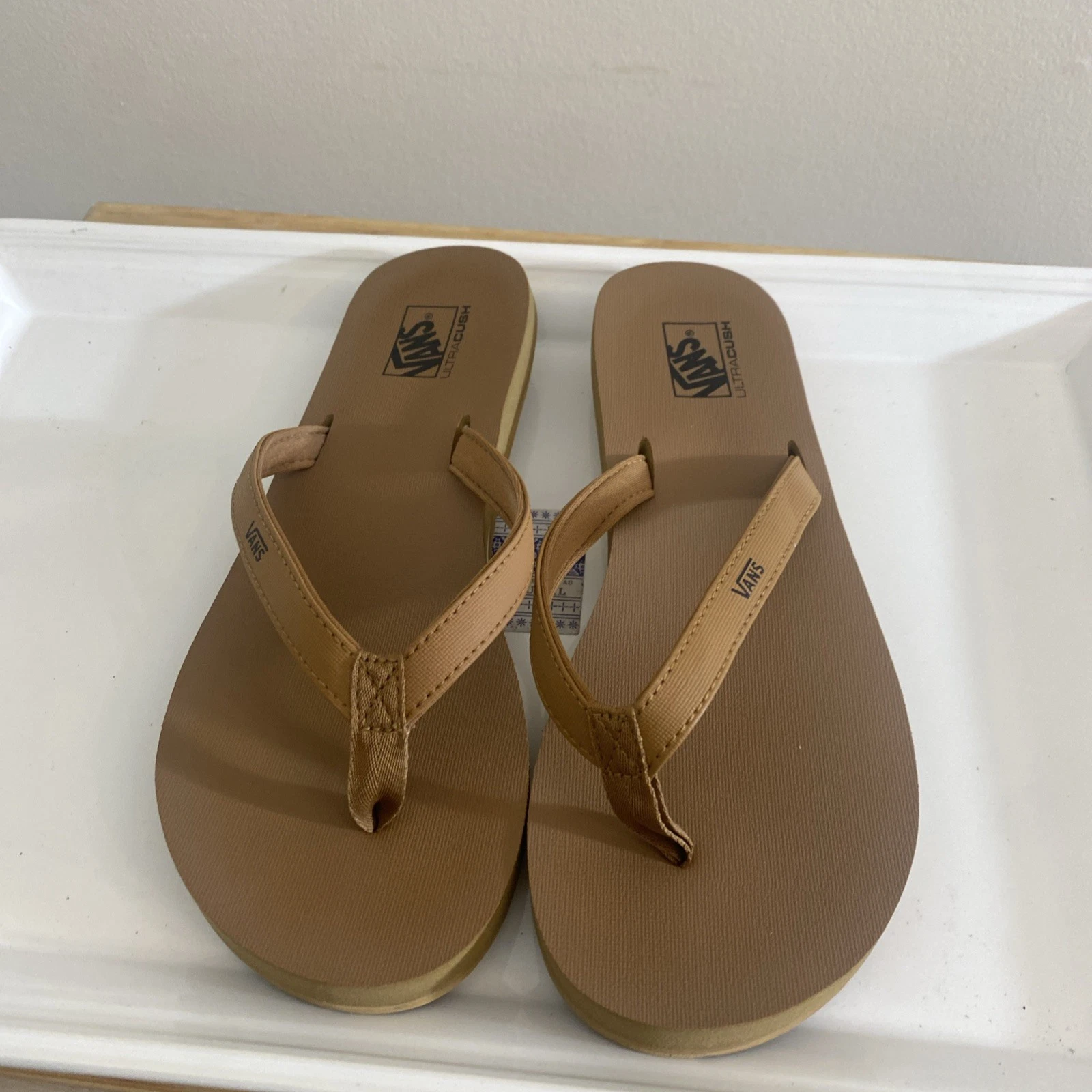 Vans Ultracush Flip Flop Sandals Tan Women's Size 8 Beach Pool Casual