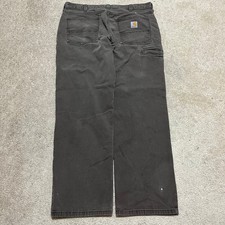 Carhartt Carpenter Paint Splattered Brown Work Pants 36Wx29L