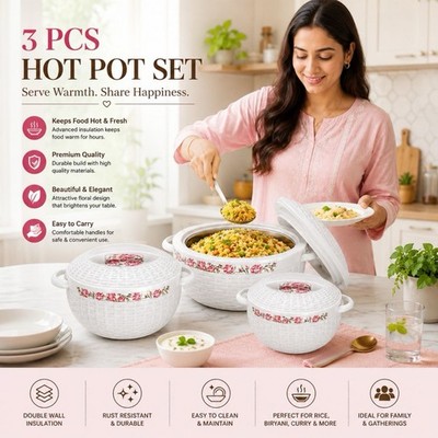 3 Stück Ambrosia BPA frei Hot Pot Speisenwärmer Thermoisoliert Kasserolle 2,5,3,5,5L