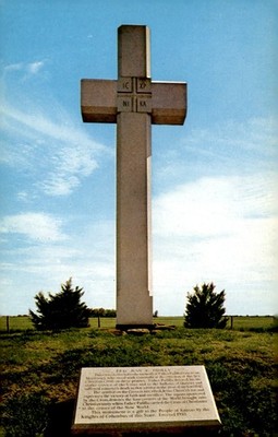 Padilla Cross Monument, Kansas 1950 Postcard