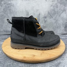 UGG 1094574K Boots Boys Size 4 Black Suede Shearling Zip Winter Lined Casual