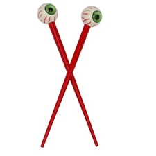 Creepy Green Eye Ball Hair Sticks 7" Goth Fashion Accessory