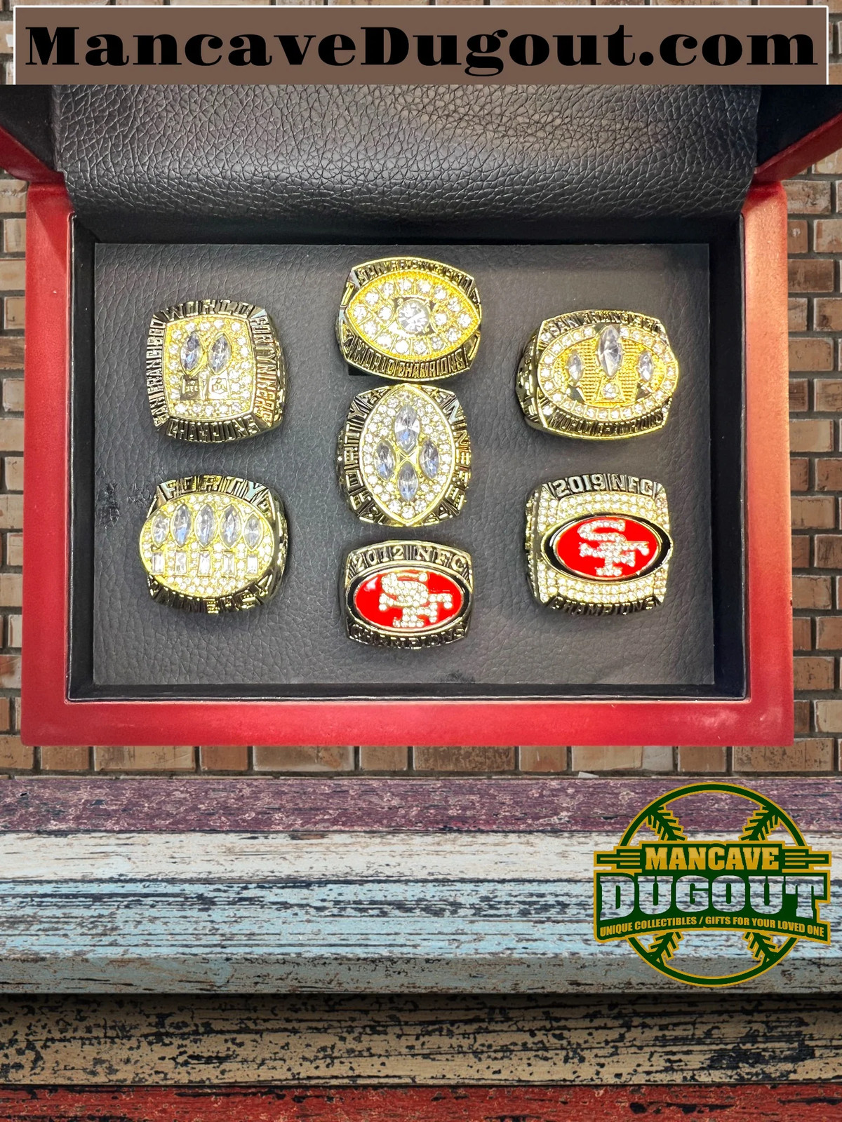 San Francisco 49ers Souvenir 7-Ring Set - with display case