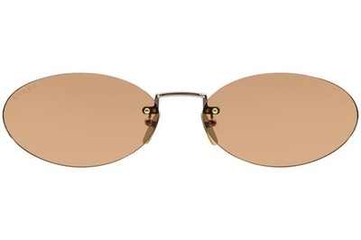 Gucci GG1922S 003 Sunglasses Gold/Brown Lenses Oval Shape Rimless