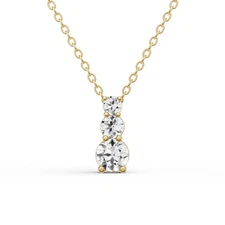 14K Yellow Gold 0.25 Ct Lab Grown Diamond Three Stone Snow Hidden Bail Pendant
