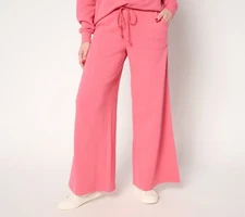 Peace Love World Women's Pants Sz L Boheme French Terry Monica Wide Pink A687196