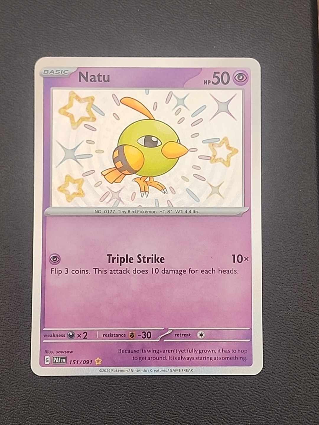 Natu 151/091 (Shiny) - SV: Paldean Fates Pokemon Shiny Rare Holo Foil NM B1