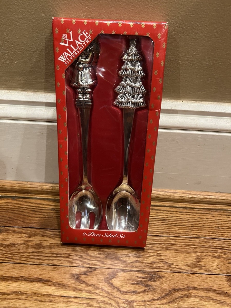 1998 Wallace Silversmith 2-Piece Christmas Holiday Salad Set Spoon