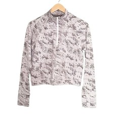 Spyder Half Zip Mock Neck Pullover Silver Gray Print Thumbholes Size Medium