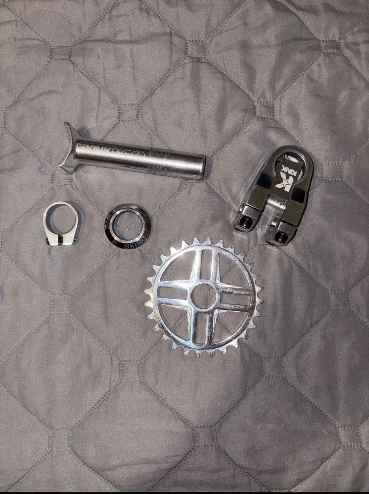 Kink BMX Crankset Bundle &ndash; Includes Sprocket, Stem, and Hardware &ndash; Chrom