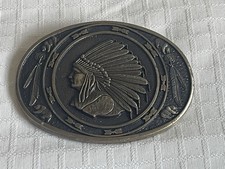 Vintage Solid Brass Award Design Medals Norman Okla Indian Chief Belt Buckle