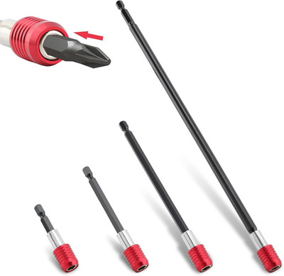 4Pack Magnetic Drill Bit Extension Set 1/4'' Hex Shank Impact Driver Quick Change