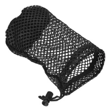6.7"x4.3" Nylon Mesh Net Bag Drawstring Pouch for Golf Ball Storage Black