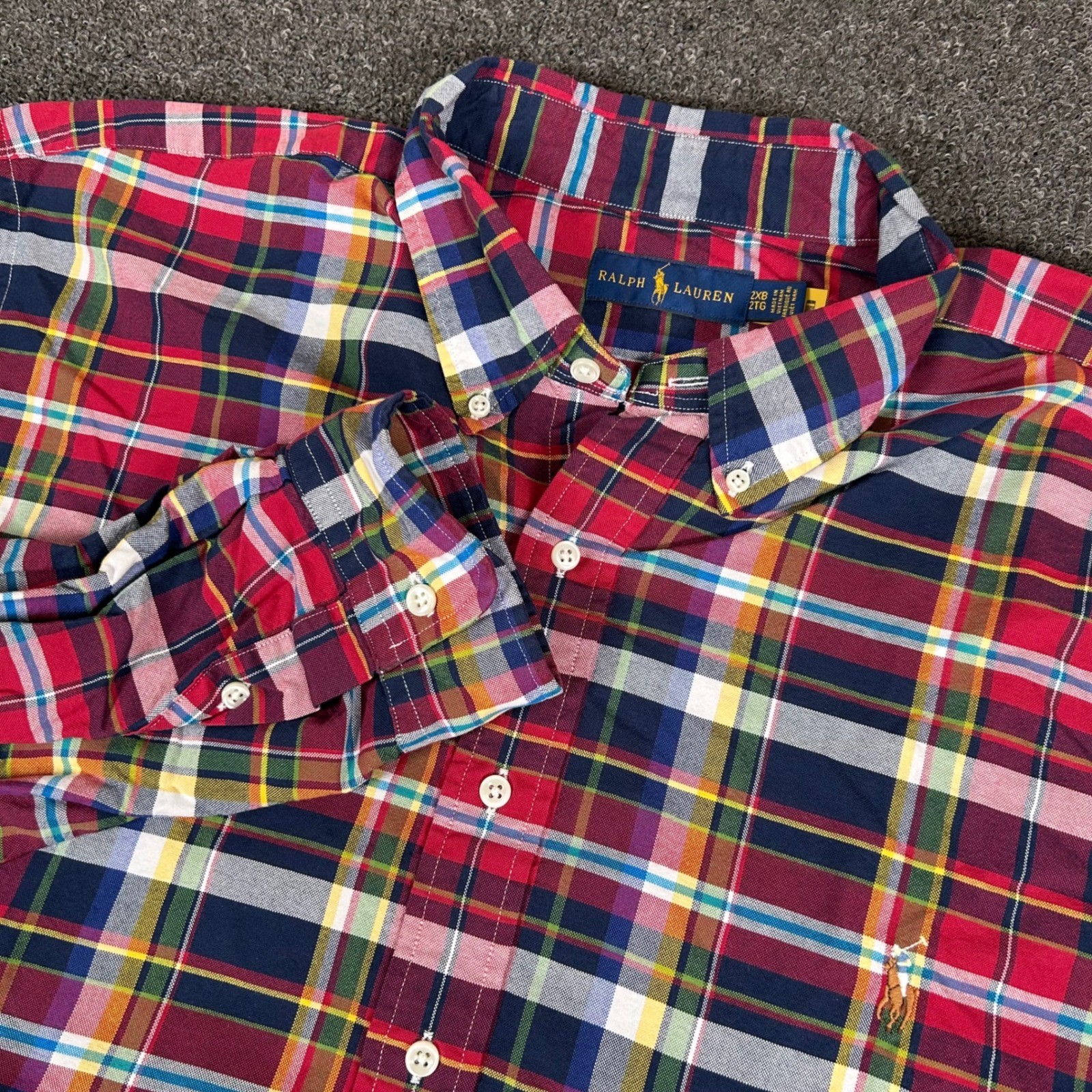 Ralph Lauren Plaid Shirt Button Down Long Sleeve Cotton Casual Mens 2XB