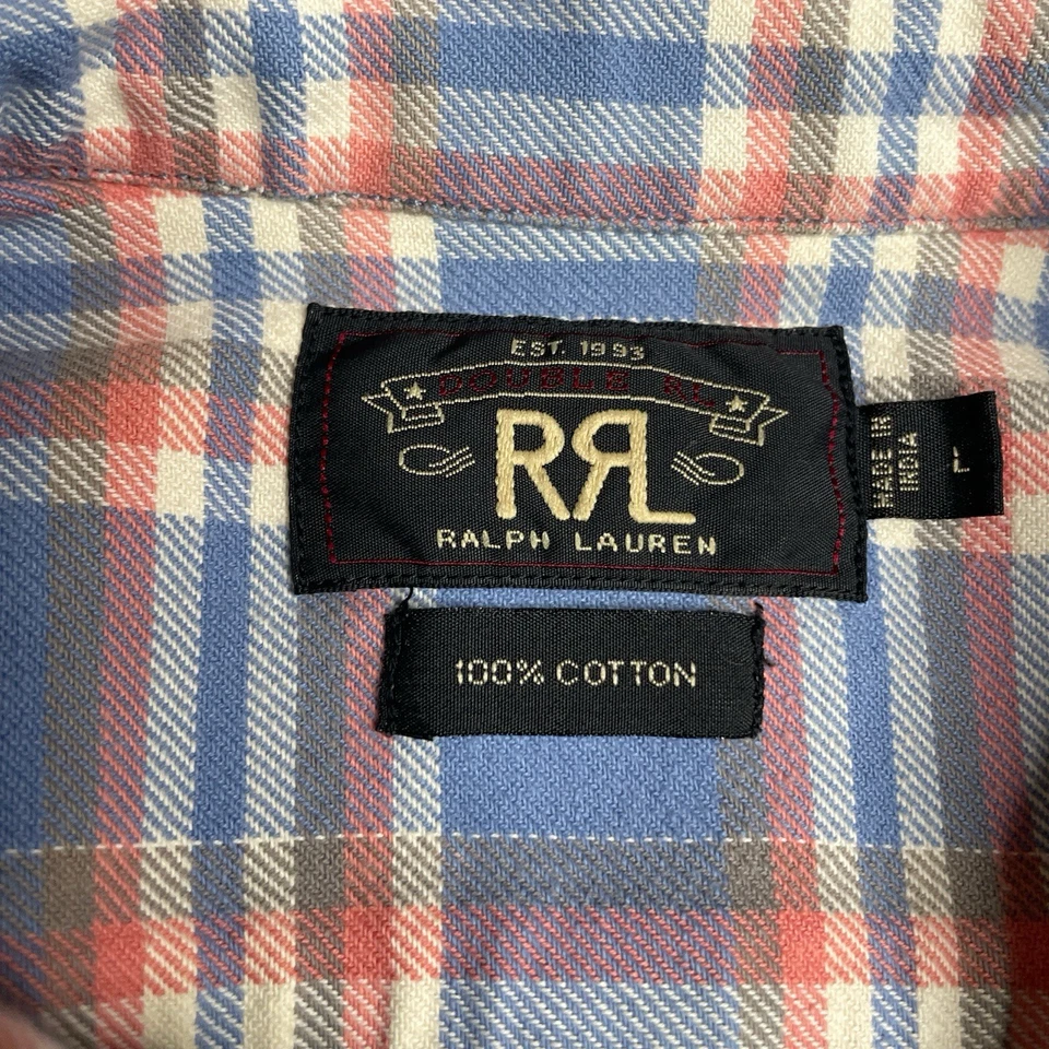 Camisa RRL Ralph Lauren Algodón Franela a Cuadros L Doble Bolsillos en el Pecho Multicolor Foto 4 de 4