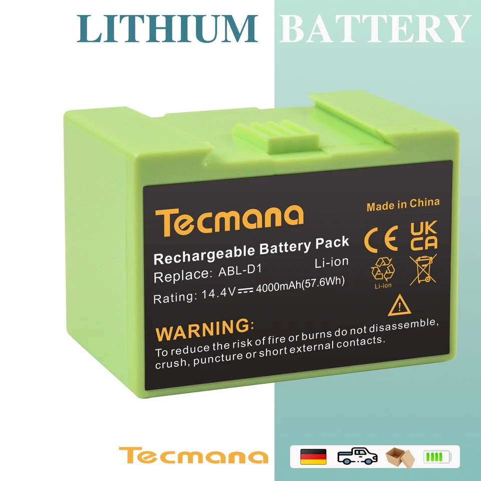 TECMANA Akku Für iRobot Roomba i8 i7 i3 i4 e5 e6 i6 i8+ i7+ i3+ i4+ i31502F 4.0Ah 14.4V