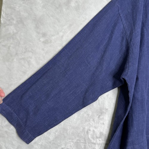 Bryn Walker Top Womens Large Blue 100% Linen Boxy Pullover Long Sleeve Made USA - Picture 3 of 14