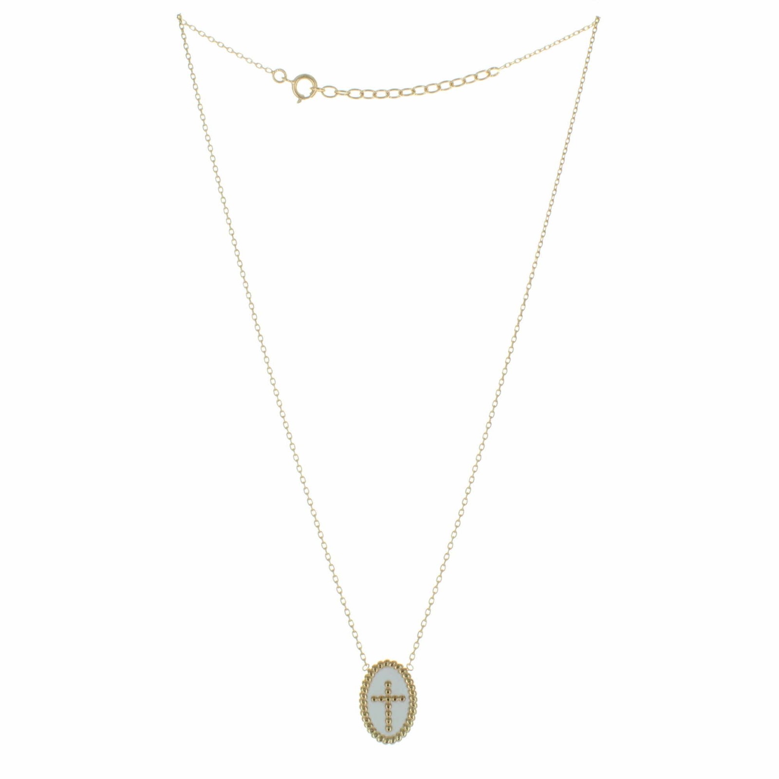 Collier en Plaqué Or et médaille croix émaillée d'exception - 3