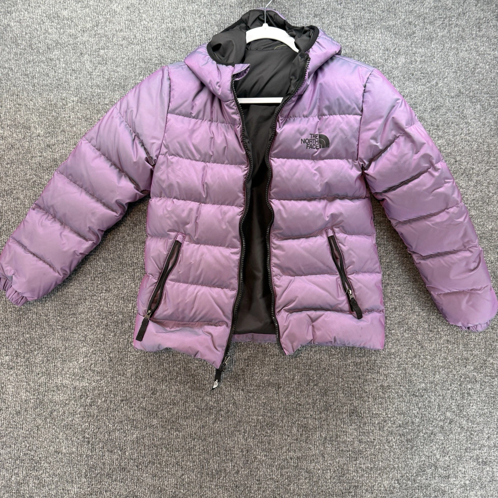 The North Face Girls M 10/12 Reversible 550 Down Puffer Jacket Purple Winter