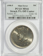 1998-P Kennedy Half Dollar PCGS MS-66 Struck 5% Off Center Mint Error