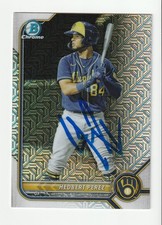 Hedbert Perez Signed 2022 Bowman Chrome Prospects Mojo Refractor Auto BCP-67 COA